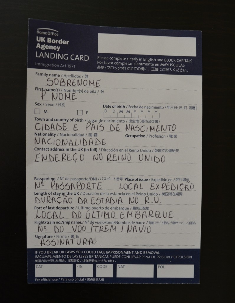 landing card