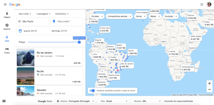 como usar o google flights