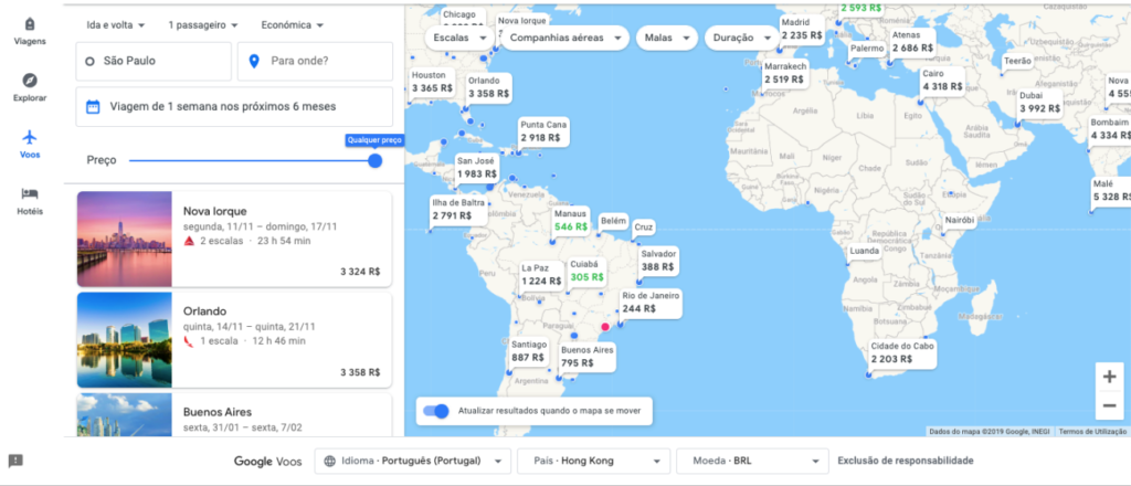 como usar o google flights